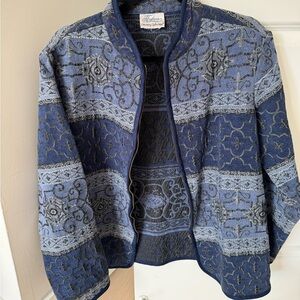 Denim blue embroidered jacket